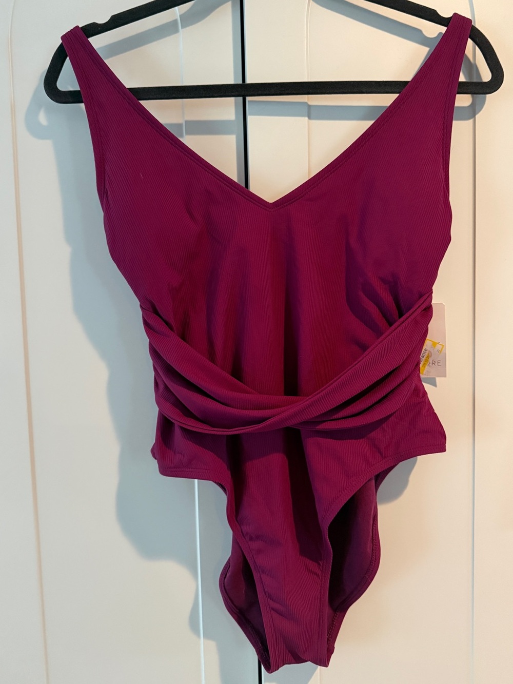 NWT Purple V-Neck One-Piece Ribbed  High Leg Swimsuit M (8-10)